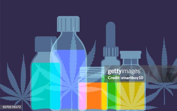 cannabis oil - multiple sclerosis stock illustrations