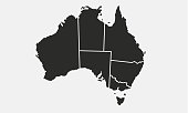 Australia map with regions isolated on a white background. Australian map. Vector illustration