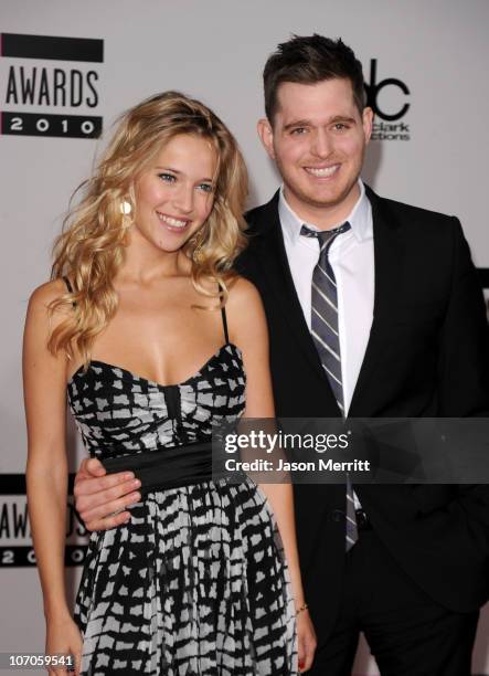Singer Michael Buble and model Luisana Loreley Lopilato de la Torre arrive at the 2010 American Music Awards held at Nokia Theatre L.A. Live on...