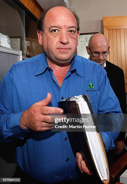 Of Pike River Coal Mine Peter Whittall arrives for a media briefing on November 22, 2010 in Greymouth, New Zealand. Police authorities confirmed two...