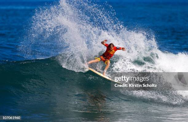 Taj Burrow of Australia surfs during the Reef Hawaiian Pro on November 21, 2010 in Haleiwa, Hawaii.