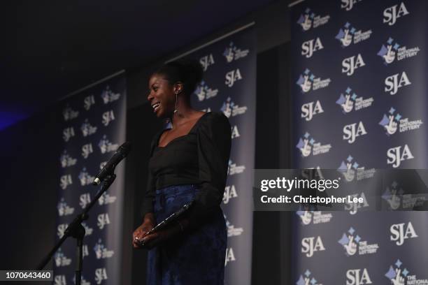 Christine Ohuruogu with her National Lottery Spirit of Sport Award during The SJA British Sports Awards 2018 at Tower of London on December 6, 2018...