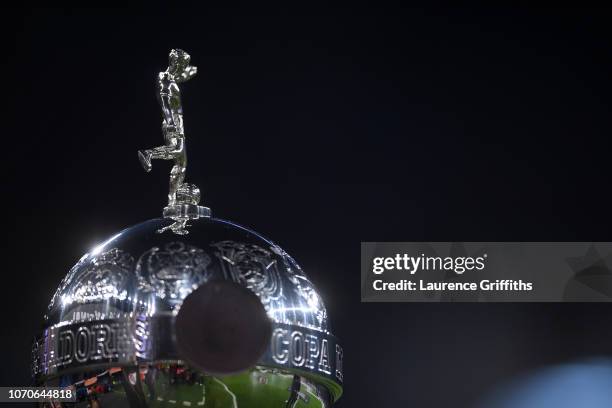 Detailed view of the Copa Libertadores Trophy is seen prior to the second leg of the final match of Copa CONMEBOL Libertadores 2018 between Boca...