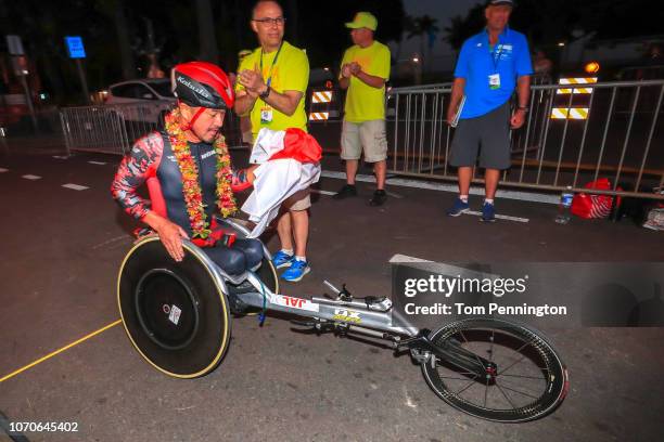 Masazumi Soejima of Japan wins wheel chair race during the Honolulu Marathon 2018 on December 9, 2018 in Honolulu, Hawaii.