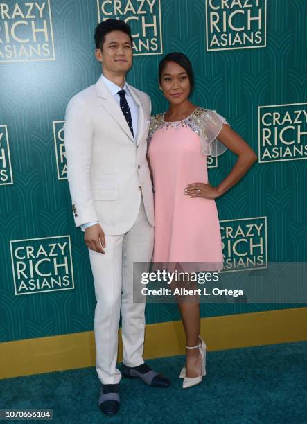 Actor Harry Shum Jr. And Shelby Rabara arrive for Warner Bros. Pictures' "Crazy Rich Asians" Premiere held at TCL Chinese Theatre IMAX on August 7,...