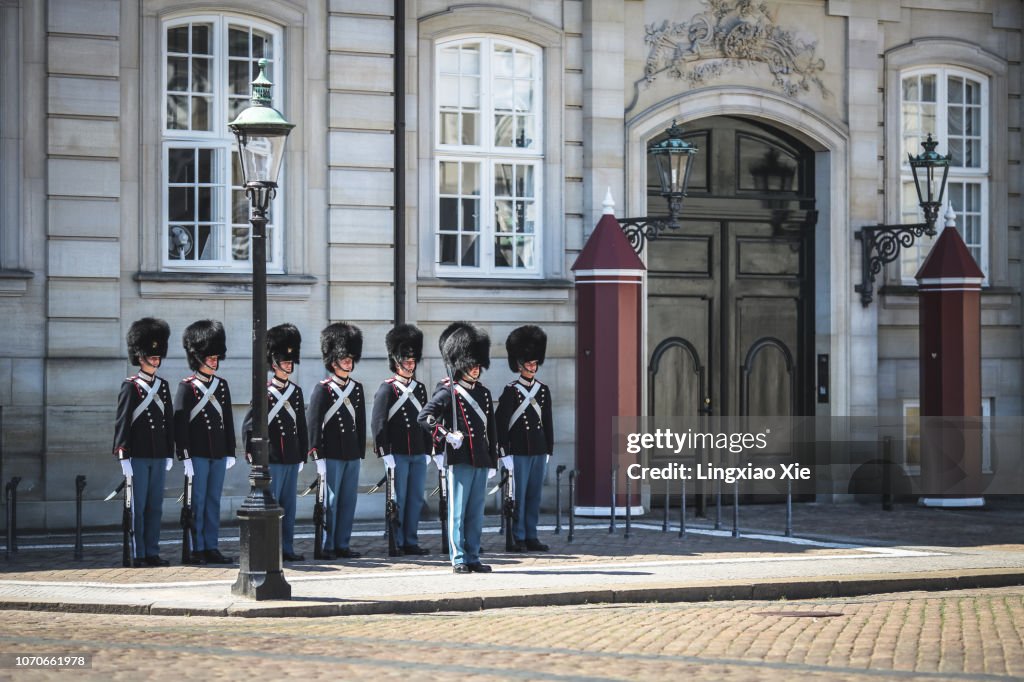 Danish Royal Guard in front of Amalienborg Palace, Copenhagen, Denmark