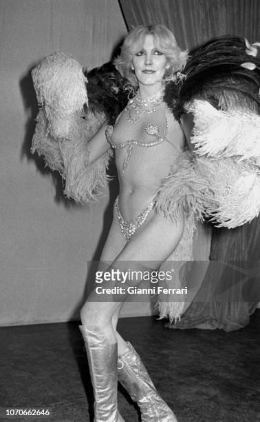Spanish actress and star of varieties Barbara Rey during a spectacle Madrid, Spain. .