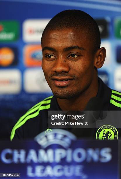 Chelsea player Salomon Kalou faces the media during a Chelsea press conference ahead of their UEFA Champions League Group F match against MSK Zilina...