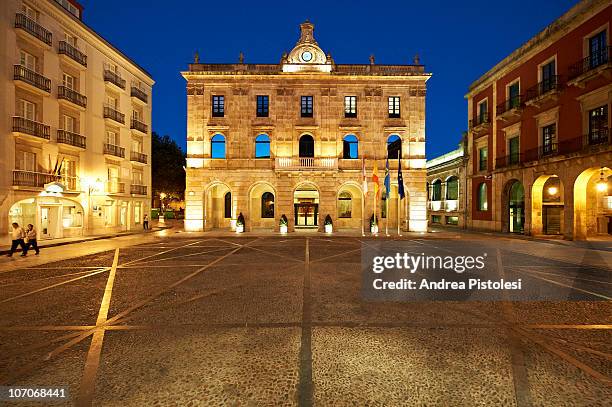 town hall of gijon, spain - gijon foto e immagini stock