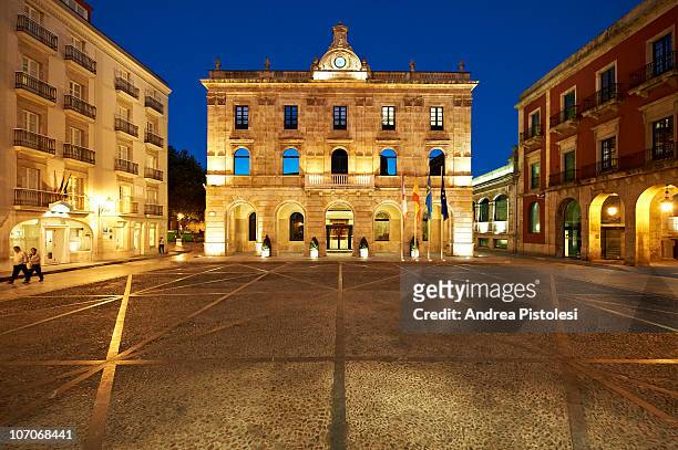 town hall of gijon, spain - gijon stock pictures, royalty-free photos & images