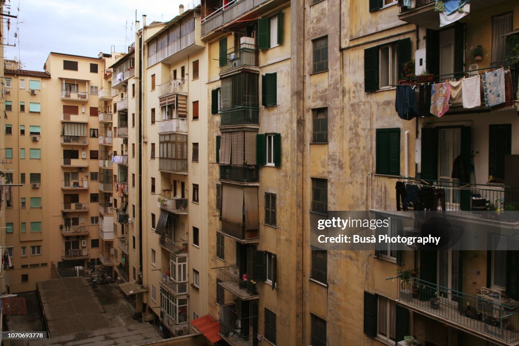 Housing In Rome Courtyard Between Highrise Lowincome Housing Buildings In Rome Italy ...