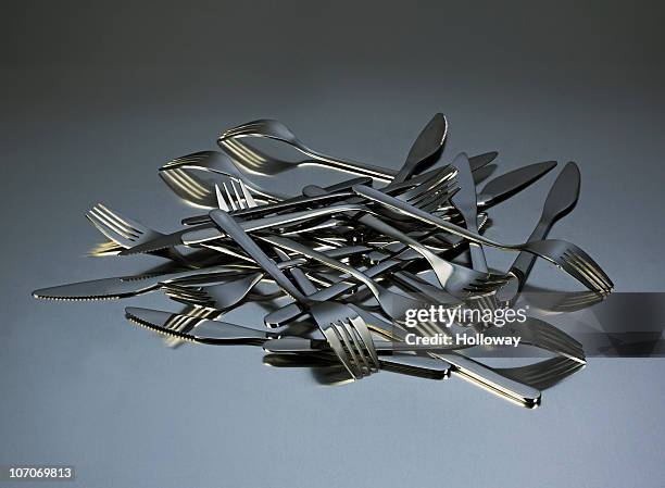 shiny cutlery - eetgerei stockfoto's en -beelden