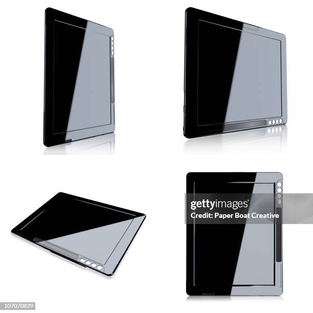 3d black touch pad on white background, cut out - computer screen close up stock illustrations