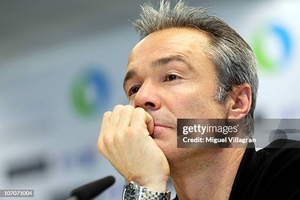 Member of the jury Hannes Jaenicke addresses the media during the press conference to announce the Success for Future Award 2011 on November 22, 2010...