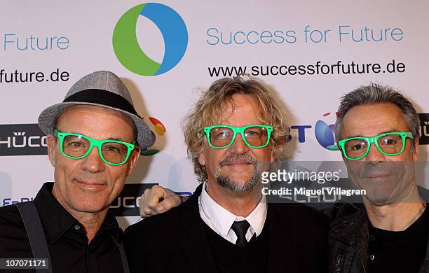 Actor Heiner Lauterbach , member of the jury Martin J. Krug , initiator and organizer of the Success for Future Award and actor Hannes Jaenicke pose...