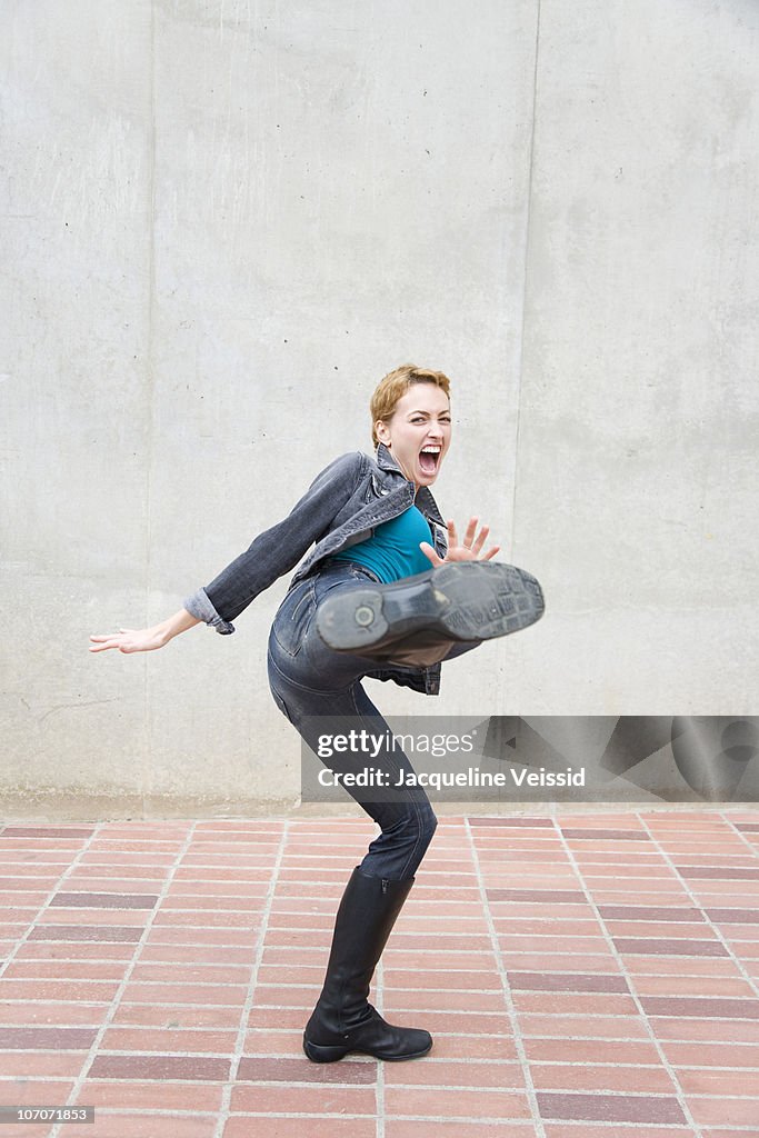 Woman kicking 