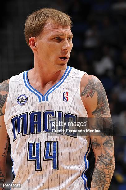 Jason Williams of the Orlando Magic looks on during the game against the Minnesota Timberwolves on November 3, 2010 at the Amway Center in Orlando,...