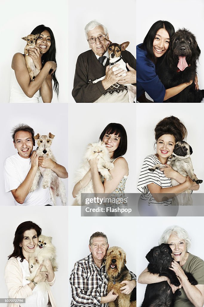 Group portrait of people and their pets
