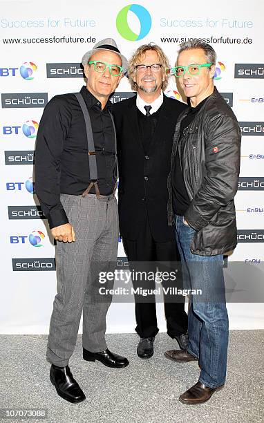 Actor Heiner Lauterbach , member of the jury Martin J. Krug , initiator and organizer of the Success for Future Award and actor Hannes Jaenicke pose...