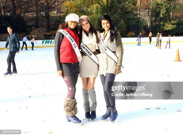 Miss Teen USA Kamie Crawford, Miss Universe Ximena Navarrete and Miss USA Rima Fakih celebrate the 2010 season at Wollman Rink - Central Park on...