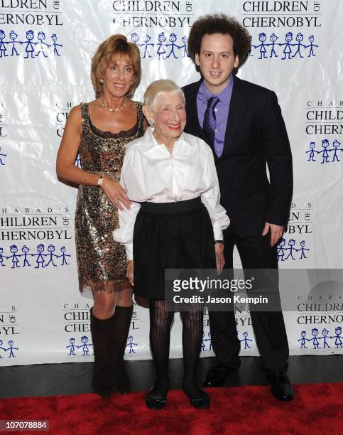 Founder Nancy Spielberg, Leah Adler and actor Josh Sussman attend Chabad's Children of Chernobyl Children at Heart gala at Pier 60 on November 22,...