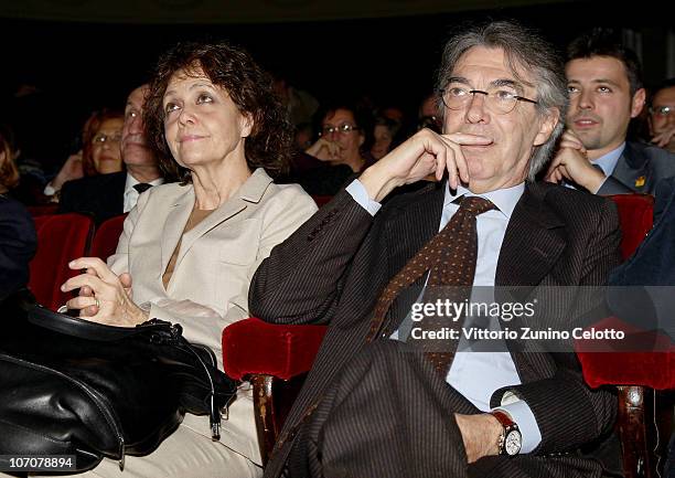 Milly Moratti and Massimo Moratti attend the 2010 Carlo Porta Award held at Teatro Manzoni on November 22, 2010 in Milan, Italy.