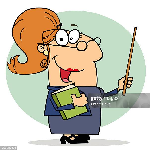 caucasian cartoon professor woman - one man only stock illustrations stock-grafiken, -clipart, -cartoons und -symbole