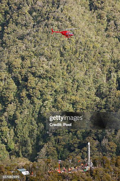 An aerial view of the drilling rig at the Pike River Coal Mine on November 23, 2010 in Greymouth, New Zealand. Police authorities confirmed two...