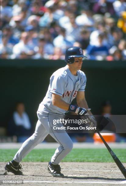 Snow of the California Angels bats against the Baltimore Orioles during an Major League Baseball game circa 1993 at Oriole Park at Camden Yards in...