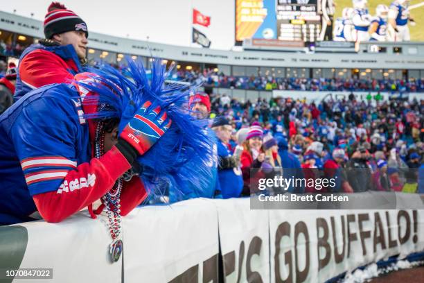 Buffalo Bills fan hangs his head in dejection during the fourth quarter against the New York Jets at New Era Field on December 9, 2018 in Orchard...