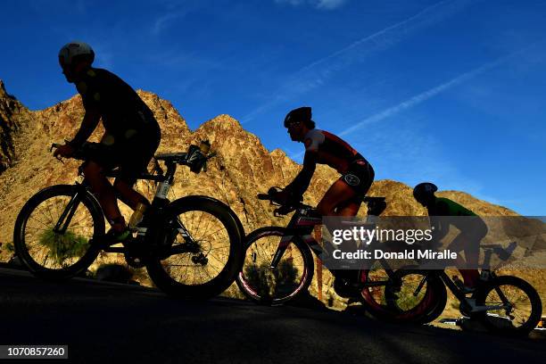 General views triathletes biking on course during the IRONMAN 70.3 Indian Wells La Quinta on December 9, 2018 in Indian Wells, California.