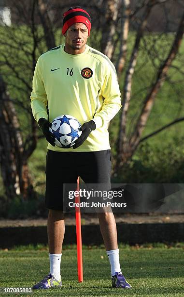 Bebe of Manchester United in action during a first team training session at Carrington Training Ground on November 23, 2010 in Manchester, England.