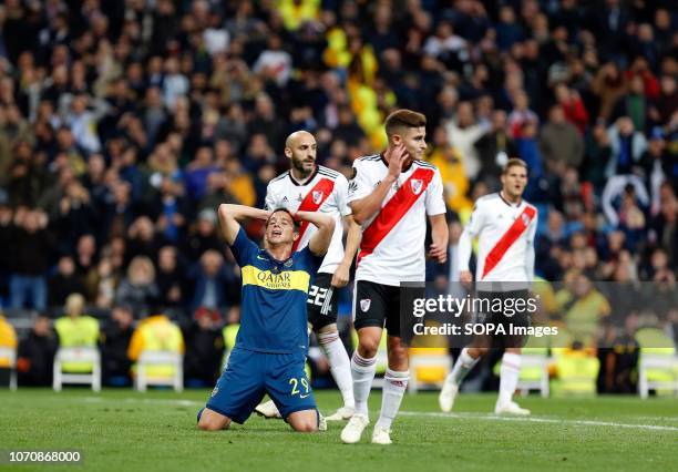 Leonardo Rafael Jara reacts during the second leg match between River Plate and Boca Juniors as part of the Finals of Copa CONMEBOL Libertadores 2018...