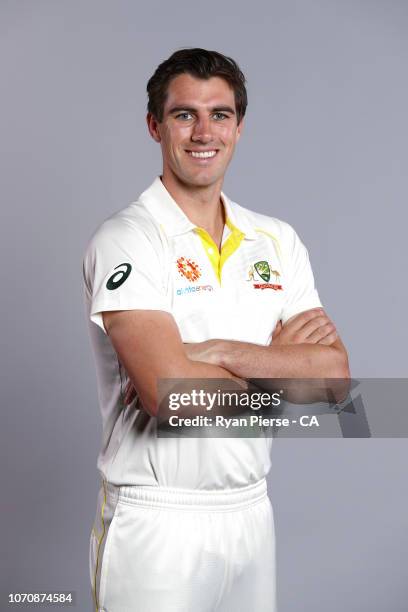 Pat Cummins of Australia poses during the Australian Men's Test Portrait Session on September 27, 2018 in Brisbane, Australia.