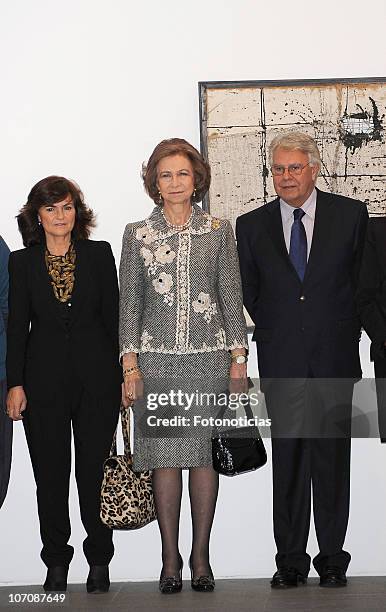 Former Culture Minister Carmen Calvo, Queen Sofia of Spain and former Prime Minister Felipe Gonzalez attend 'Museo Reina Sofia' 20th anniversary...