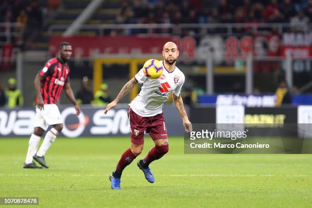 Simone Zaza of Torino FC in action during the Serie A football match between Ac Milan and Torino Fc. The match end in a tie 0-0.