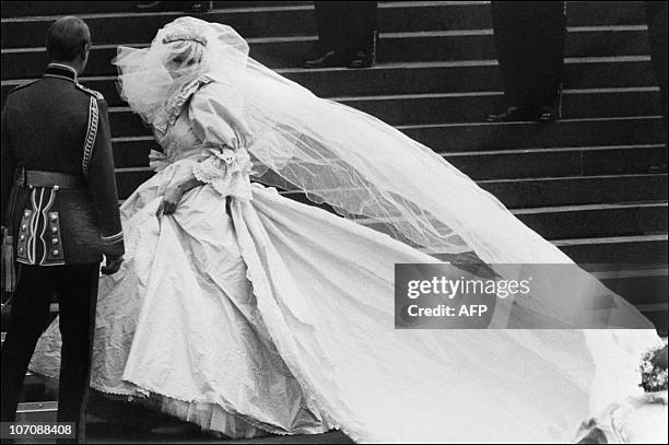 Lady Diana, Princess of Wales and Charles, Prince of Wales are seen during their wedding at St Paul Cathedral in London 29 July 1981.