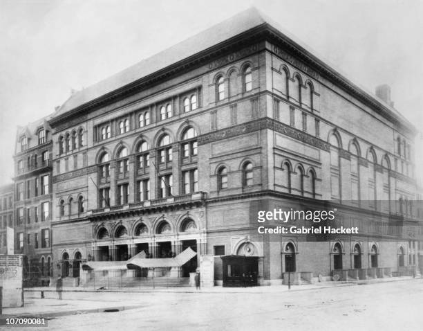 Carnegie Hall in Midtown Manhattan, New York City, in the year of its opening, 1891. The concert venue was financed by philanthropist Andrew Carnegie...
