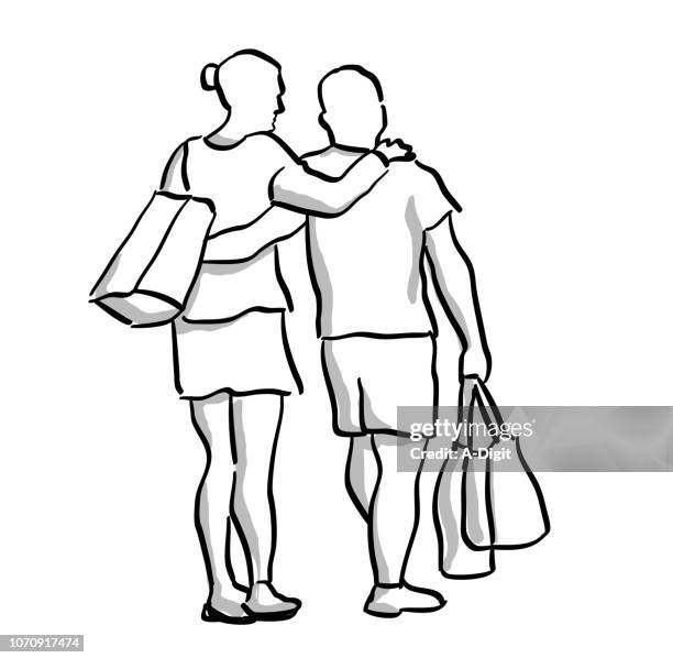 shoulder to shoulder - trace together stock illustrations
