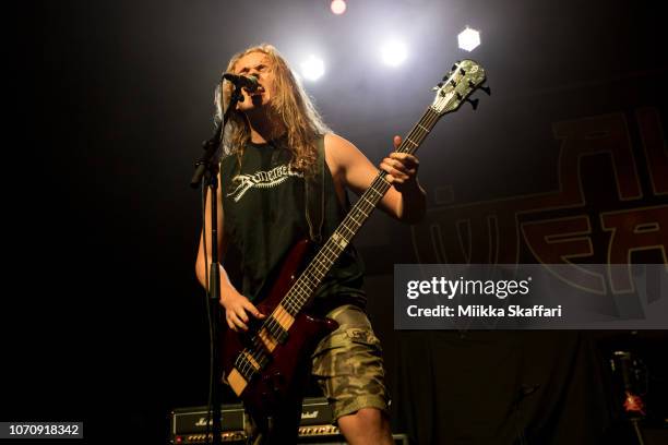 Bassist Ethan Trembath of Alien Weaponry at The Warfield on November 21, 2018 in San Francisco, California.