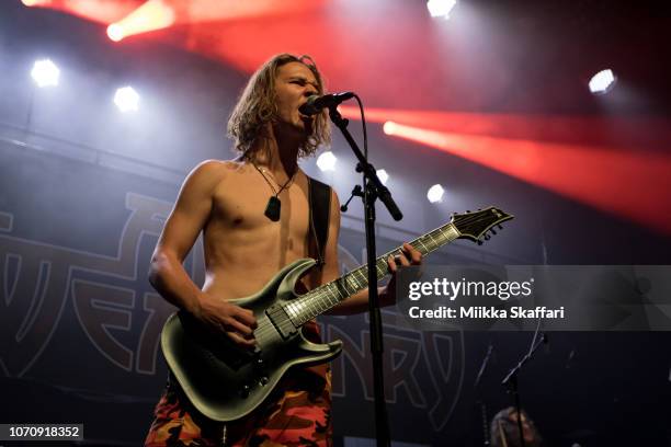 Guitarist Lewis de Jong of Alien Weaponry performs at The Warfield on November 21, 2018 in San Francisco, California.
