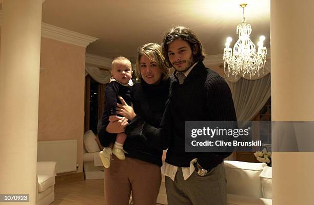 Blackburn Rovers player Corrado Grabbi relaxes at home with his wife Elisa and son Edorardo. DIGITAL IMAGE. Mandatory Credit: Clive Brunskill/Getty...