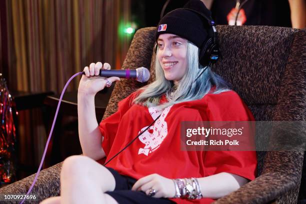 Billie Eilish speaks during an interview at KROQ Absolut Almost Acoustic Christmas at The Forum on December 9, 2018 in Inglewood, California.