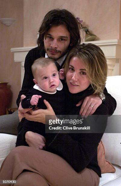 Blackburn Rovers player Corrado Grabbi relaxes at home with his wife Elisa and son Edorardo. DIGITAL IMAGE. Mandatory Credit: Clive Brunskill/Getty...