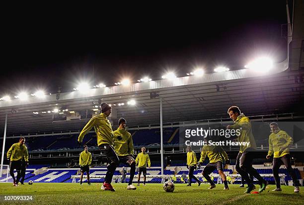 General view of Werder Bremen during training ahead of their UEFA Champions League Group A match against Tottenham Hotspur on November 23, 2010 in...