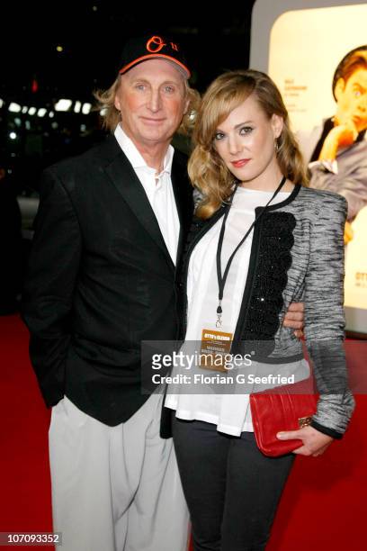 Actor and singer Otto Waalkes and wife actress Eva Hassmann attend the premiere of 'Otto's Eleven' at CineStar at Sony Center on November 23, 2010 in...