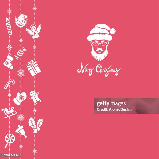 santa claus - christmas greeting card - candy wrapper stock illustrations