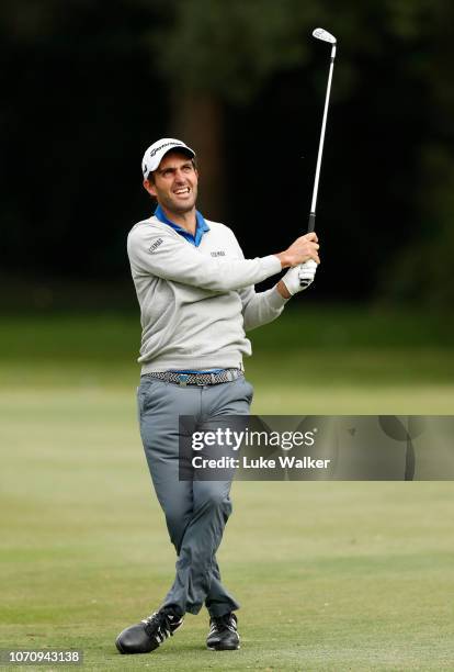 Edoardo Molinari of Italy plays his 2nd shot on the 15th hole during day one of the Honma Hong Kong Open at The Hong Kong Golf Club on November 22,...