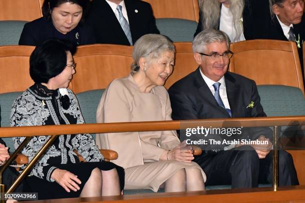 Empress Michiko attends a charity concert for refugees on November 13, 2018 in Tokyo, Japan.