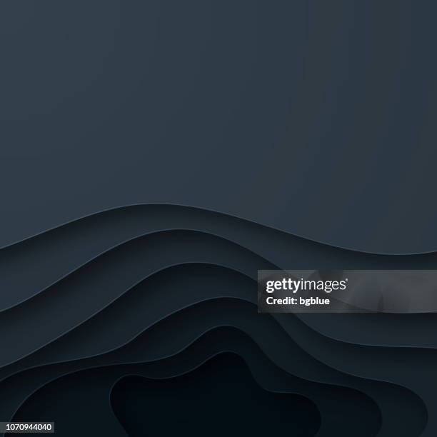 paper cut background. dark abstract wave shapes - trendy 3d design - contour map stock illustrations